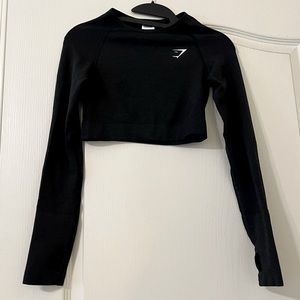 Gymshark Vital Seamless Long Sleeve Crop Top in Black Marl